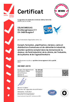 ISO 9001:2015 – Certificat de Colin Swiss AG (PDF)